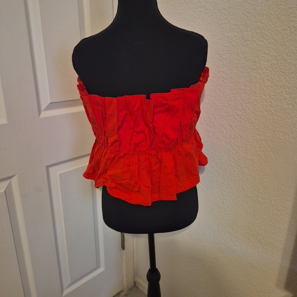 Red Strapless Ruffle Top - Picture 2 of 5